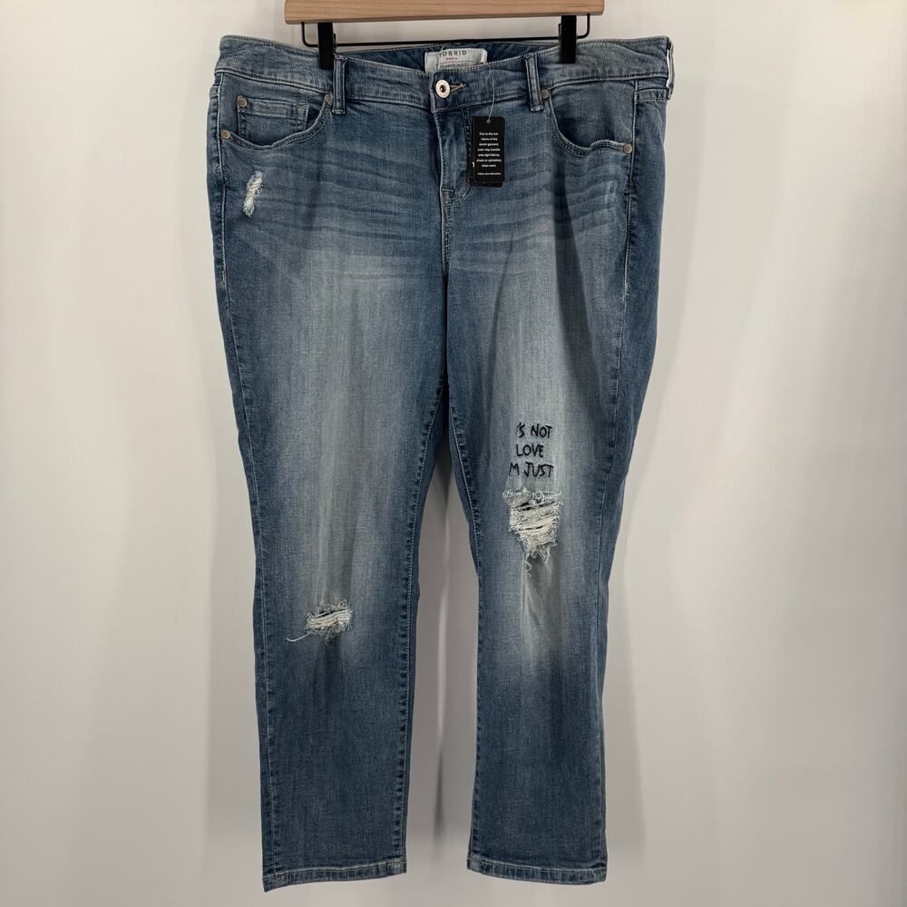TORRID Crop Jeans Size 18 NWT Plus Skinny Davenport ‘It’s Not Love, I’m Just..’ - Picture 16 of 16